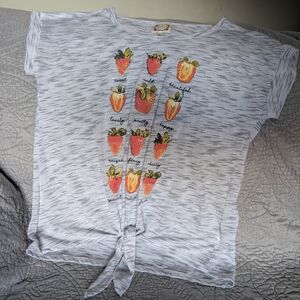 Rose & Olive Strawberry Print Tee - White and Red